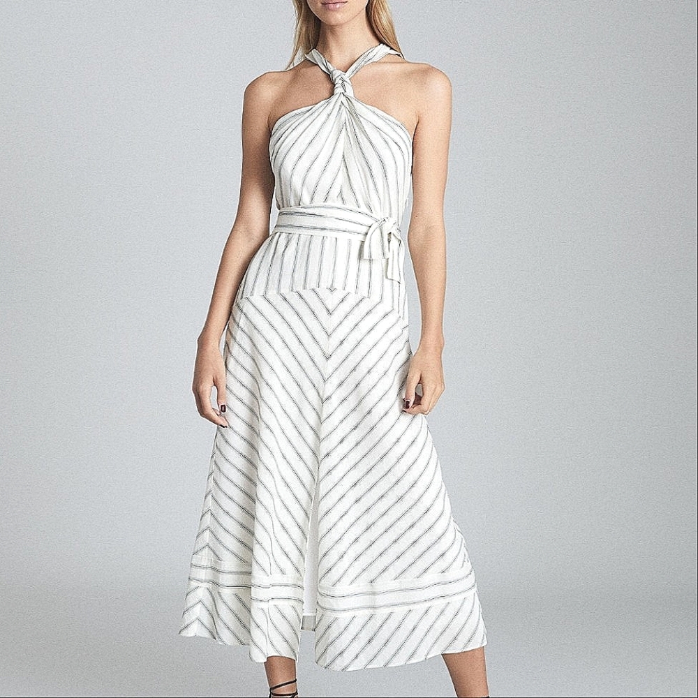 NWT REISS | Bea Striped Midi Dress (no belt) - Picture 9 of 10